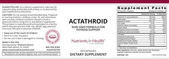 Nutrients For Health Actathroid - supplement