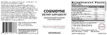 Nutrients For Health Cognidyne - supplement