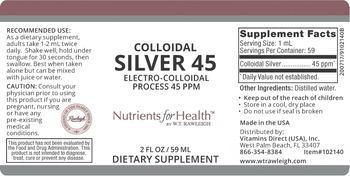 Nutrients For Health Colloidal Silver 45 - supplement