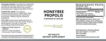 Nutrients For Health Honeybee Propolis - supplement