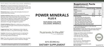 Nutrients For Health Power Minerals plus K - supplement