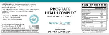 Nutrients For Health Prostate Health Complex - supplement