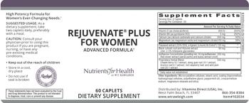 Nutrients For Health Rejuvenate Plus for Women - supplement