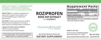 Nutrients For Health Roziprofen Rose Hip Extract With Vitamin C - supplement