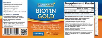NutriGold Biotin Gold - supplement to support healthy hair skin nails immunity and cellular energy production