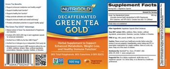 NutriGold Decaffeinated Green Tea Gold 500 mg - supplement