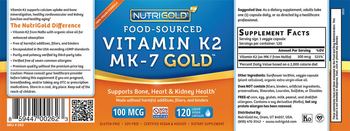 NutriGold Food-Sourced Vitamin K2 MK-7 Gold 100 mcg - supplement