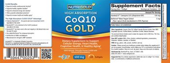 NutriGold High Absorption Co Q-10 Gold 100 mg - supplement to support cellular energy heart health cognitive health healthy aging