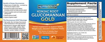 NutriGold Konjac Root Glucomannan Gold 750 mg - herbal supplement to support satiety weightloss glucose digestive health