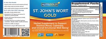 NutriGold St. John's Wort Gold 300 mg - herbal supplement to support positive mood calmness and overall emotional wellbeing