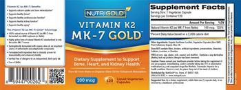 NutriGold Vitamin K2 MK-7 Gold 100 mcg - supplement to support bone heart and kidney health