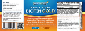 NutriGold Whole-Food Biotin Gold 2,500 mcg - supplement to support healthy hair skin nails immunity and cellular energy production