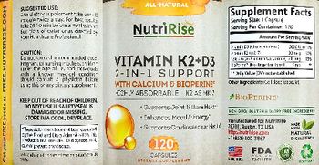 NutriRise Vitamin K2 + D3 2-in-1 Support - supplement