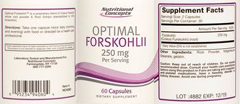 Nutritional Concepts Optimal Forskohlii 250 mg - supplement