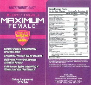 NutritionWorks Maximum Female - supplement