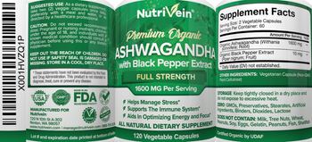 NutriVein Premium Organic Ashwagandha 1600 mg - all natural supplement