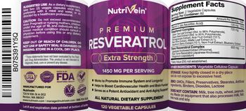 NutriVein Premium Resveratrol Extra Strength 1450 mg - all natural supplement
