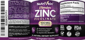 NutriVein Premium Zinc Picolinate 100 mg - all natural supplement