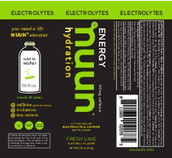 Nuun Electrolytes Energy Fresh Lime - effervescent electrolyte caffeine supplement