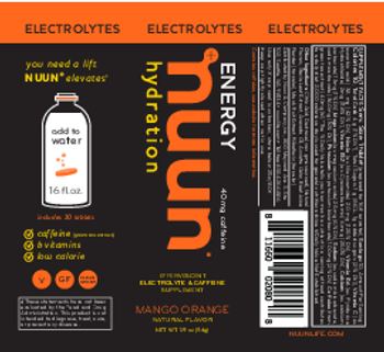 Nuun Electrolytes Energy Mango Orange - effervescent electrolyte caffeine supplement