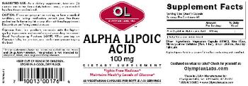 OL Olympian Labs Alpha Lipoic Acid 100 mg - supplement