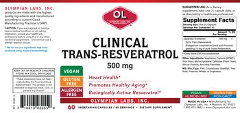 OL Olympian Labs Clinical Trans-Resveratrol 500 mg - supplement