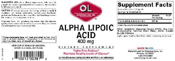 OL Olympian Labs Inc. Alpha Lipoic Acid 400 mg - supplement