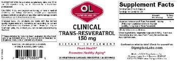 OL Olympian Labs Inc. Clinical Trans-Resveratrol 150 mg - supplement