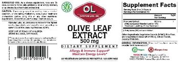 OL Olympian Labs Inc. Olive Leaf Extract 500 mg - supplement