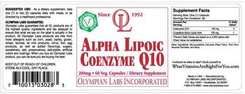 OL Olympian Labs Incorporated Alpha Lipoic Coenzyme Q10 - supplement