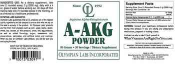 OL Olympian Labs Incorporated Arginine Alpha-Ketoglutarate A-AKG Powder - supplement