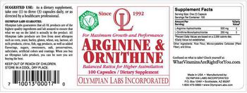 OL Olympian Labs Incorporated Arginine & Ornithine - supplement