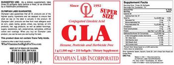 OL Olympian Labs Incorporated Conjugated Linoleic Acid CLA - supplement
