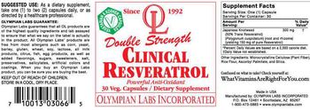 OL Olympian Labs Incorporated Double Strength Clinical Resveratrol - supplement
