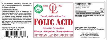 OL Olympian Labs Incorporated Folic Acid - supplement