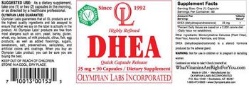 OL Olympian Labs Incorporated Highly Refined DHEA 25 mg - supplement