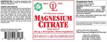 OL Olympian Labs Incorporated Magnesium Citrate - supplement