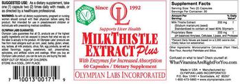 OL Olympian Labs Incorporated MilkThistle Extract Plus With Enzymes For Increased Absorption - supplement