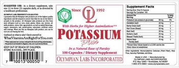 OL Olympian Labs Incorporated Potassium Plus In A Natural Base Of Parsley - supplement