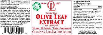 OL Olympian Labs Incorporated Standardized Olive Leaf Extract - supplement