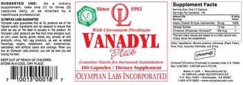 OL Olympian Labs Incorporated Vanadyl Plus - supplement