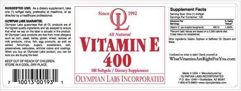 OL Olympian Labs Incorporated Vitamin E 400 - supplement