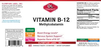 OL Olympian Labs Vitamin B-12 Fruit Punch Flavor - supplement