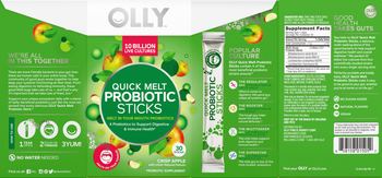 OLLY Quick Melt Probiotic Sticks Crisp Apple - probiotic supplement