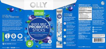 OLLY Quick Melt Probiotic Sticks Juicy Blueberry - probiotic supplement