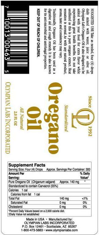 Olympian Labs Incorporated Standardized Oregano Oil - 