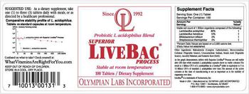 Olympian Labs Incorporated Superior LiveBac Process - supplement