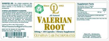 Olympian Labs Incorporated Valerian Root 500 mg - supplement