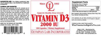 Olympian Labs Incorporated Vitamin D3 2000 IU - supplement