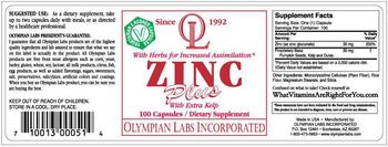 Olympian Labs Incorporated Zinc Plus With Extra Kelp - supplement